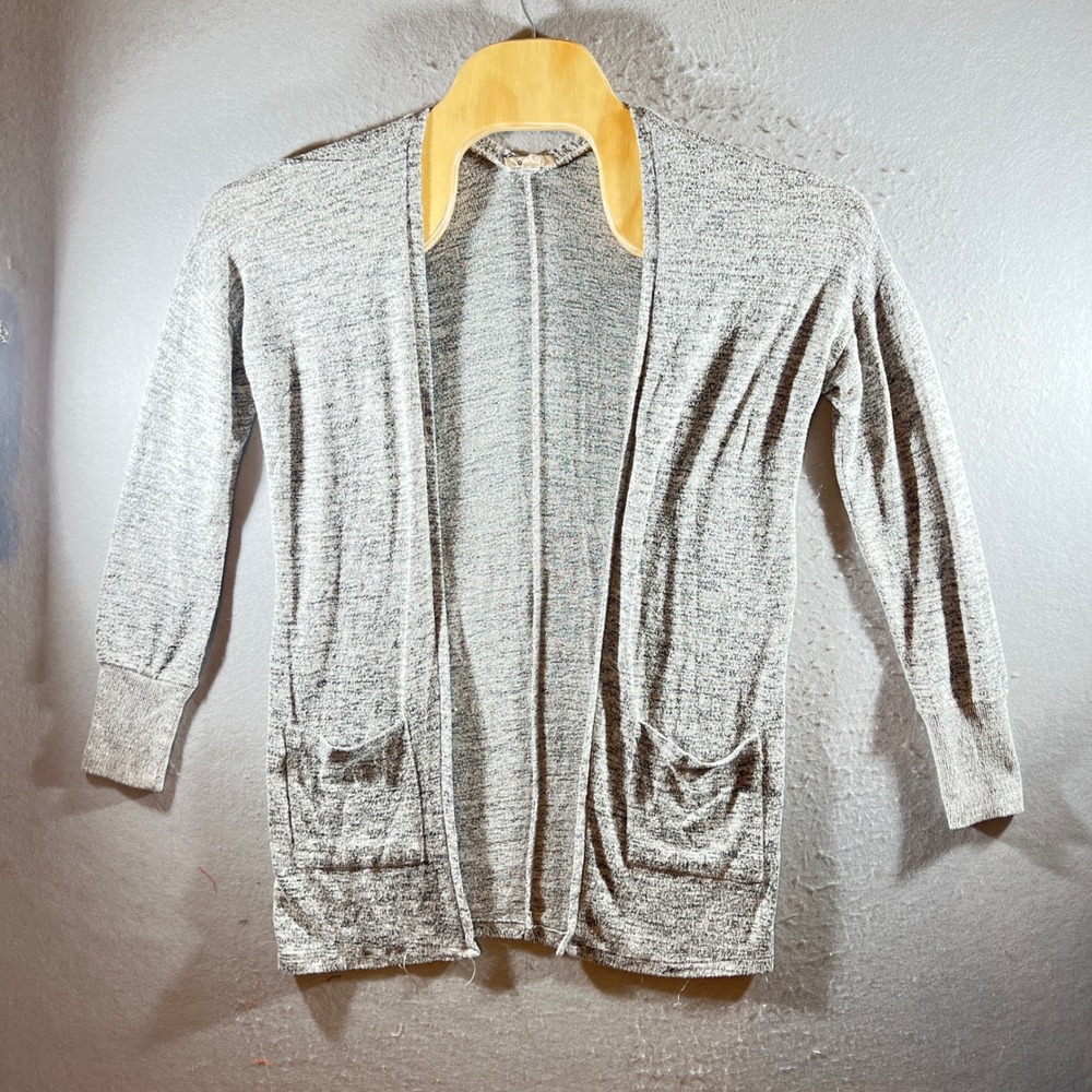 1196 | Garage Grey Marled Knit Open Front Pocket Cardigan Sweater Women XS